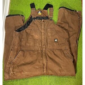 Berne Apparel Mens Brown Duck Canvas Bib Overalls B1068BB 34x34 Workwear Pants